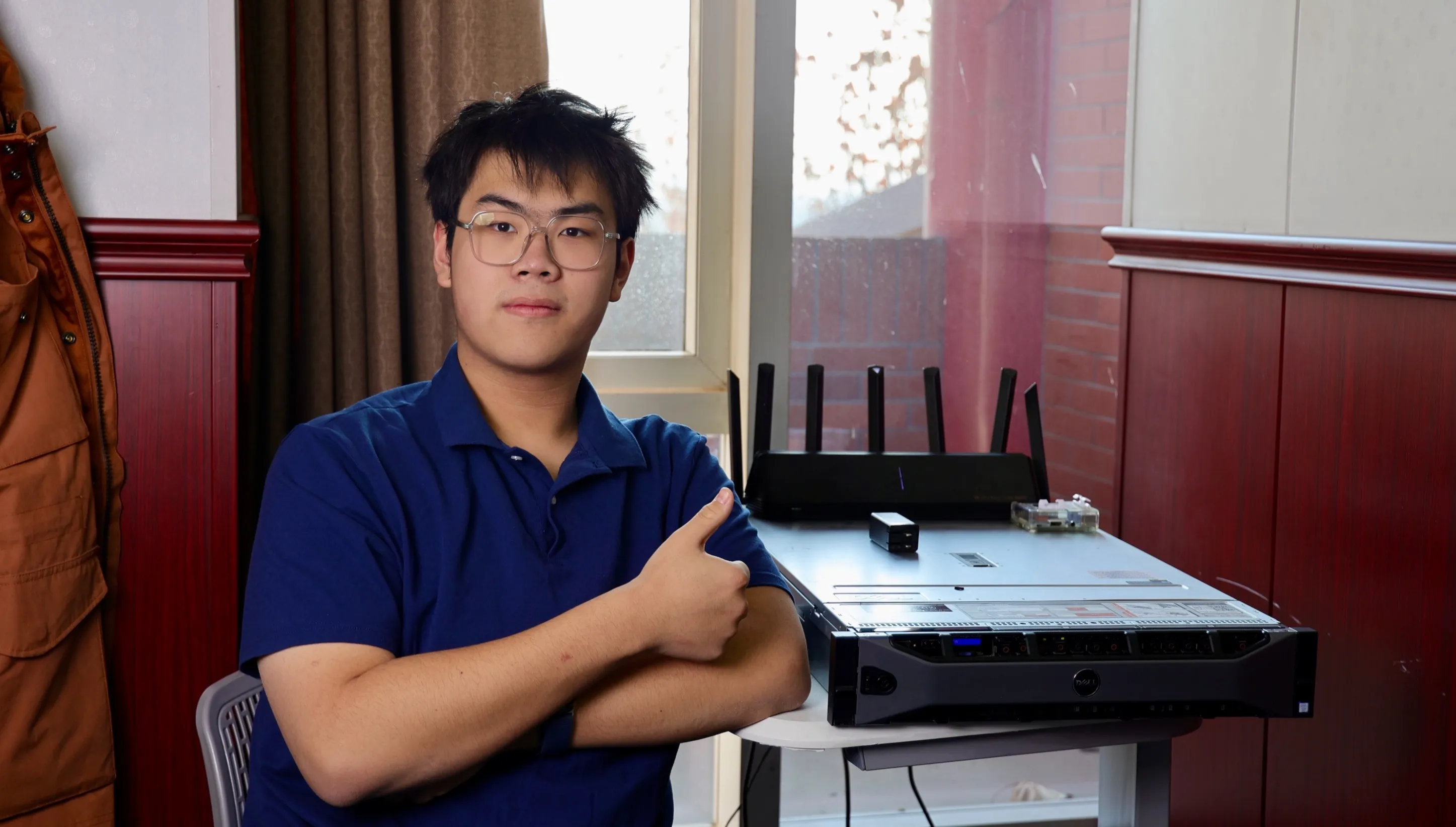 Our CEO in front of our workshop server